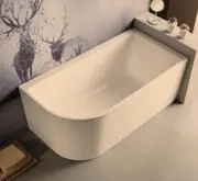 1300/1400/1500mm Sima Oliver Gloss White Acrylic Corner Bathtub No Overflow