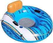 Thickened Inflatable Seat, Inflatable Swim Ring with Double Handle, Swimming Equipment, Blue Seat Ring with Backrest LWX
