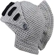 [YEKEYI] Roman Knight Helmet Visor Beard Hat Knit Beanie Hat Cap Wind Mask Cosplay Hat
