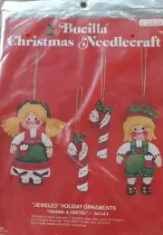 BUCILLA, Christmas,'JEWELED ORNAMENTS' KIT 2333 Felt,NIP, Rare! HANSEL & GRETEL