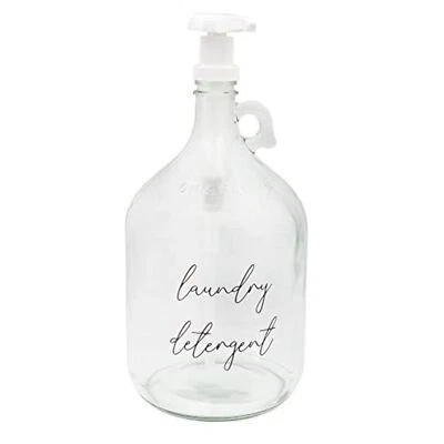 Laundry Pump Soap Dispenser: Liquid Detergent Gallon Glass Pump Bottle- Darware