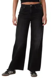 Cotton:On Women's Relaxed Wide Leg Jeans Black Pepper Denim Wash Size 12 NEW