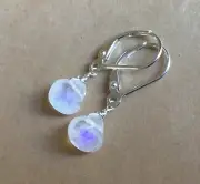 NEW NATURAL MOONSTONE STERLING SILVER SUNDANCE CHARM EARRINGS ARTISAN JEWELRY