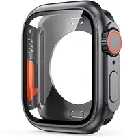 2 in 1 Waterproof Case Compatible for Apple Watch Series 9 8 7 41mm Screen Protector, 360 Protective Glass Face Cover Hard PC Bumper + Back Frame Compatible for iWatch 9/8/7(for 41mm Only,Black2)