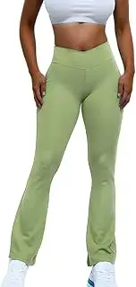 ROEOLNIL Women Bootleg/Wide Legs High Waist Yoga Pants Tummy Control Bootcut Workout Flared Out Pockets