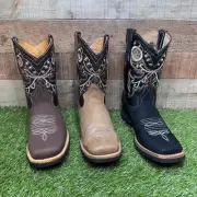 Cowboy Boot for Big Boy / Big Girl with square toe real leather Made in Mex. 700