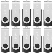 2GB USB 2.0 Black Flash Drives Bulk 10 Pack Small Capacity Thumb Drives Swive...