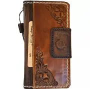 Genuine Leather Case for Iphone 14 13 16E 15 16 Pro Max Plus Wallet Magnet oiled