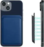 Magnetic Phone Wallet Compatible with Apple MagSafe, Minimalist Leather Wallet, RFID-Blocking Card Holder for iPhone 16 Pro Max/16 Plus/16, for iPhone 15 Pro Max/15 Plus/15 Pro/14/13/12【Blue】
