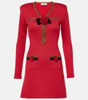 [Self-Portrait] Self-Portrait Floral-appliqué embellished minidress AU 14 red