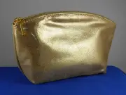 Bare Minerals Gold Lame' Sparkle Zip Top Dome Cosmetic Makeup Bag Skeleton Key