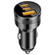 Three Port Car Head Double USB C PD30W and 1xUSB A QC3.0 Quick Charging