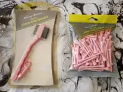 Tommy Armour Pink Hardwood Golf Tees 100 Count + Cleaning Brush!