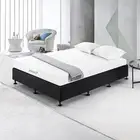 Palermo Queen Ensemble Bed Base Frame Premium Midnight Black Linen Fabric
