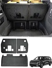 Marretoo Cargo Mats for Kia Carnival 8 Seats (2022-2025) - All-Weather TPE Black Trunk Liner, 2-in-1 Seat Backrest Mat (NOT for Hybrid)