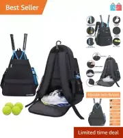 Multi-Pocket Tennis Backpack with Shoe Compartment for Active Sports Enthusiasts