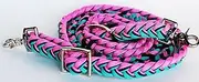 CHALLENGER Horse Roping Knotted Tack Western Barrel Reins, Horse Gear, Nylon Braided Pink Turq 607485