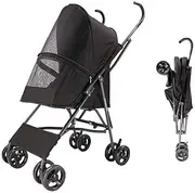 pet Stroller Strollers 4-Wheel Lightweight Baby Stroller Small Pet Stroller Pet Wagon Outing Car Lightweight Collapsible Pet Buggy Pet Sports Car (Color : Black)
