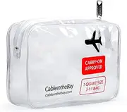 [Cableinthebay] TSA Approved Airline Toiletry Bag Quart Sized with Zipper Airport Compliant Clear Bag Carry-On Luggage Travel Backpack for Liquids/ Bottles Men's and Women's 3-1-1 Kit 311 Bag