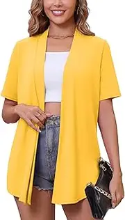 [Ylhystrical] Women's Lightweight Open Front Cardigans Short Sleeve Casual Soft Drape Spring Summer Fall Cardigan S-3XL