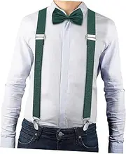 [LIFKOME] Boys Suspenders Set Dress Suspenders Bow Tie Elastic Clip-on for Boys and Girls