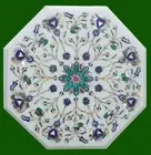 MOP Patio Side Table with Inlay Work Octagon Marble Coffee Table Top for Cafe