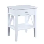Sarantino Greta Bedside Table with Drawer in White
