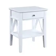 Sarantino Greta Bedside Table with Drawer in White