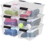 13 Qt Clear Stackable Storage Bins with Lids 6PACK Plastic Containers Livingroom