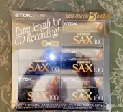 NIB TDK SAX 100 min Blank Cassette Tapes High Bias Type II sealed Five (5) Pack