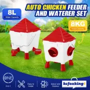 Auto Chicken Bird Feeder Waterer Set Food Water Dispenser Automatic Feeding Coop