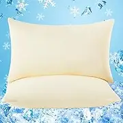 YIYEA Cooling Pillow Cases Queen Size Set of 2 for Hot Sleepers & Night Sweats, Double Sided Arc-Chill Q-max>0.5 Cool Pillowcases, Silky Soft, Thin, Breathable and Quickly Cool Down
