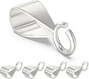 10Pcs 925 Sterling Silver Slider Pendant Clasp for Necklace,Bails for Jewelry Making Pendant Bail Connector with Loop Made in Italy