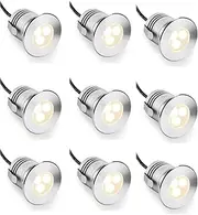 9Pcs LED Underwater Pool Lights, 3W Fountain Ring Lights, IP68 Waterproof Stainless Steel Submersible Lights, 12V-24V DC Lamp, for Inground Swimming Pools Ponds Fountains Steps (Color : Blue, Size :