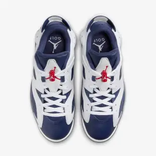 【NIKE 耐吉】高爾夫球鞋 低筒 喬丹 男鞋 鞋釘 復刻 Air Jordan 6 Low G Olympic 白 深藍(DV1376-101)