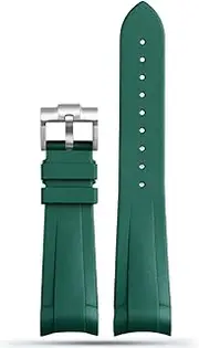 [NGALJJ] 22mm Natural Rubber Silione watch band Special for Tudor Black Bay GMT Curved End Pin/Folding buckle Black Red greenWrist Strap