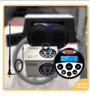 Marine Stereo Radio Bluetooth Audio Receiver + Waterproof Boat Speakers + FM AM