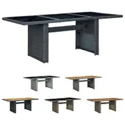 Garden Table Outdoor Dining Bar Table Poly Rattan and Tempered Glass vidaXL