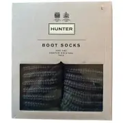 Hunter Boot Socks Original Tall Cardigan Knit Cuff Dark Slate L (7-9)