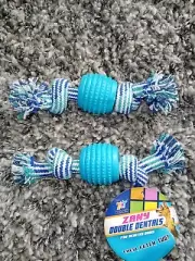 Zany PET Double Dentals Chew Fetch Tug Dog Toys NEW set of 2