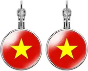 [EUIOSFDC] Vietnam Country Flag Earrings Alloy Earrings for Men Women 2Pcs, One size, Zinc, Amazonite