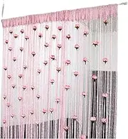 SUIOPPYUW Floral Encrypted Door Curtains Polyester Yarn and Silver Thread Adding Warmth and Elegance to Room with Elegant, Pink