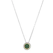 18k Gold And Sterling Silver Emerald Fancy Necklace