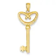 14k Yellow Gold Pretzel Heart Key with Key to my Heart Pendant