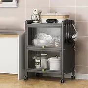 Freestanding Bakers Rack,Kitchen Storage Cabinet with Flip Door,Microwave Stand with 4 Rolling Casters,Kitchen Storage Shelf for Dining Room, Living Room and Study (Size : 35x36x85cm)