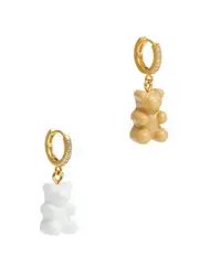 Crystal Haze Nostalgia Bear 18kt Gold-plated Hoop Earrings - White ONE SIZE