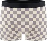[FRODOTGV] Gray Checkerboard Men's Boxer Briefs Shorts Athletic Underwear for Men Short Leg Interiores Para Hombres