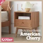 MIUZ 2x Bedside Table Drawer Side Table Nightstand Storage Cabinet Solid Timber