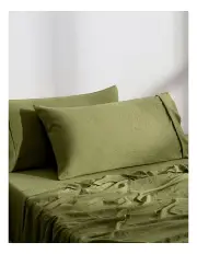 [Dreamaker] Superfine Washed Microfibre King Pillowcase Twin Pack in Olive