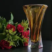 Bohemia Crystal 12.5'' Height Flower Vase 'Mozart' Amber